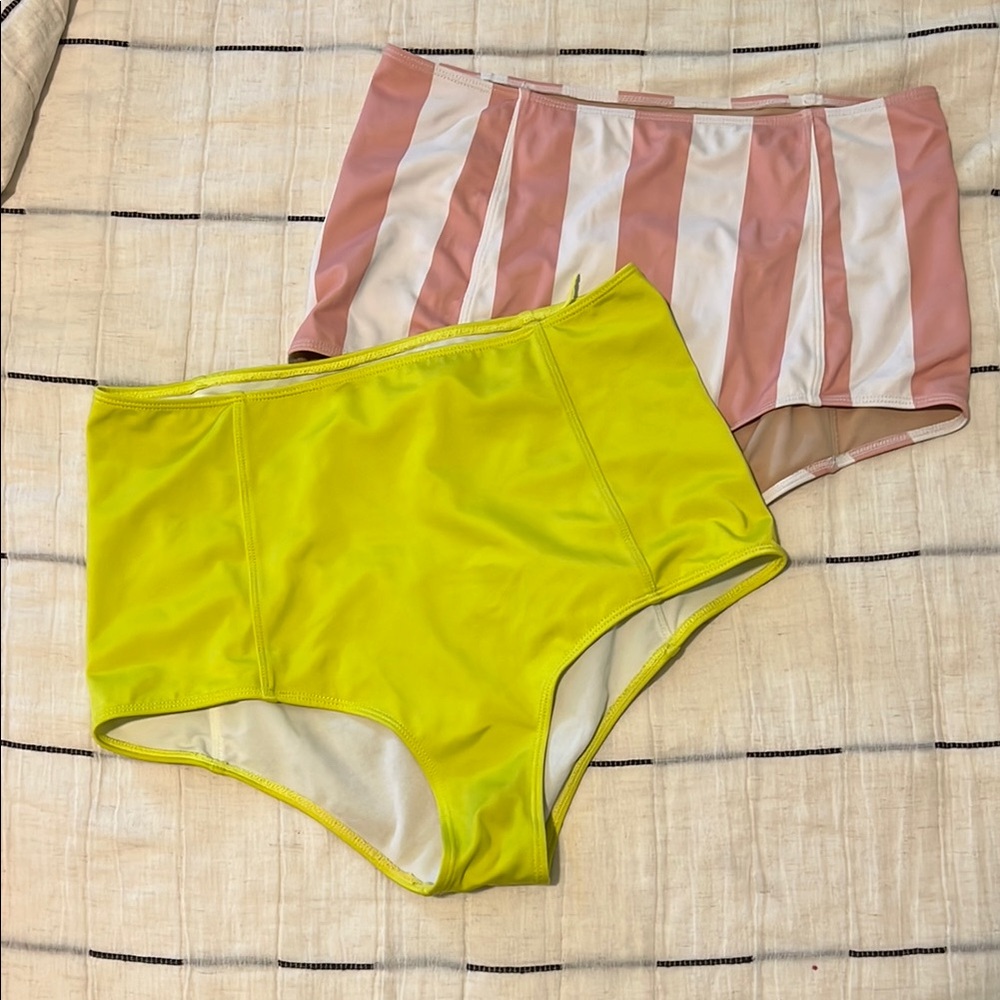 Kortni Jeane Striped and Solid Bottoms pink stripe and lemon lime color